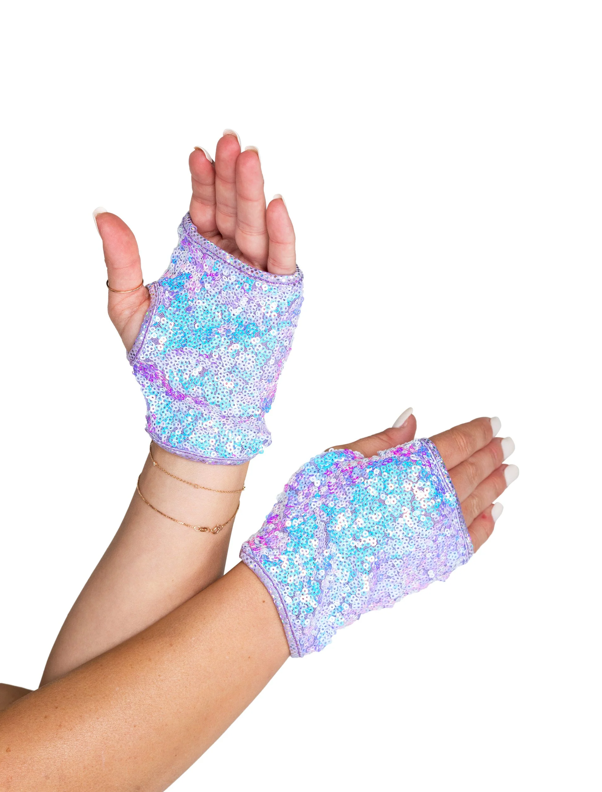 6042 - Open Finger Sequin Gloves - Image 2