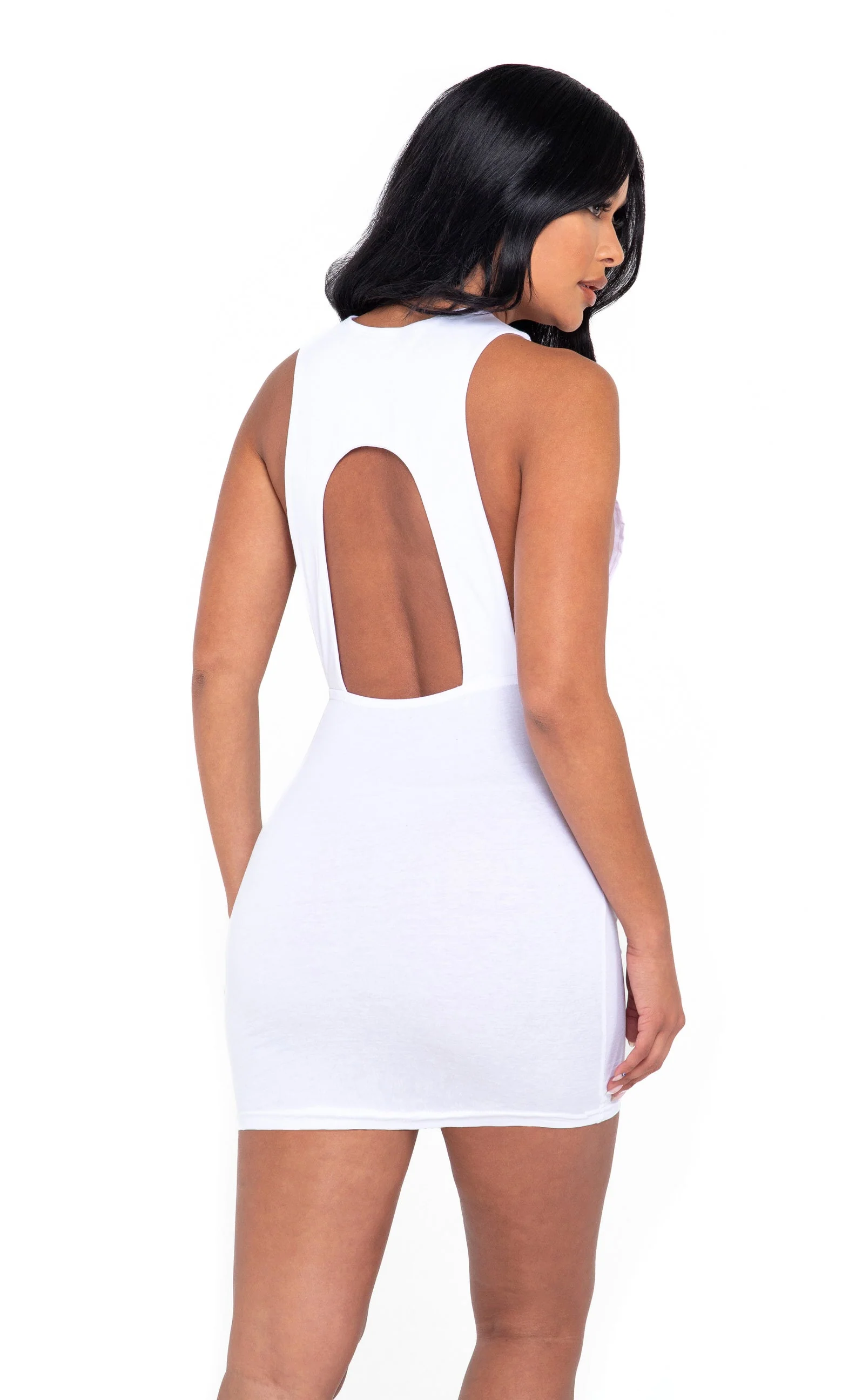 6051 - Cutout High Neck Mini Dress - Image 2