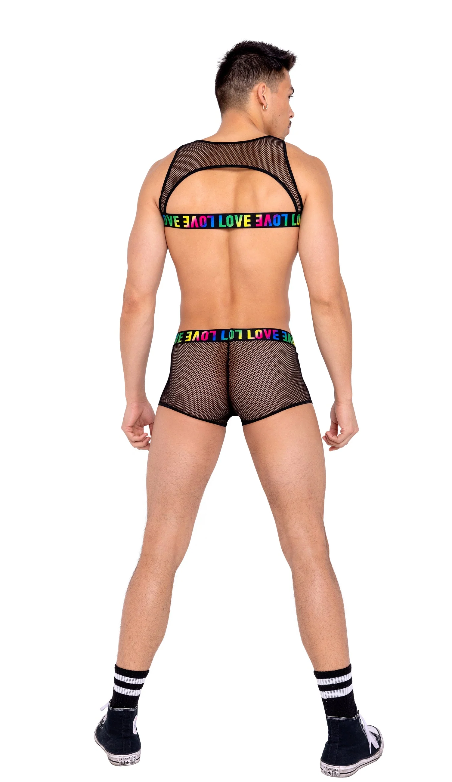 6160 - Mens Pride Fishnet Harness - Image 2