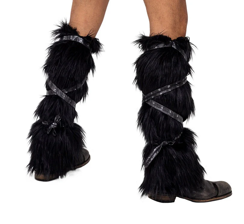 6170 - Pair of Black Faux Fur Leg Warmers - Image 2