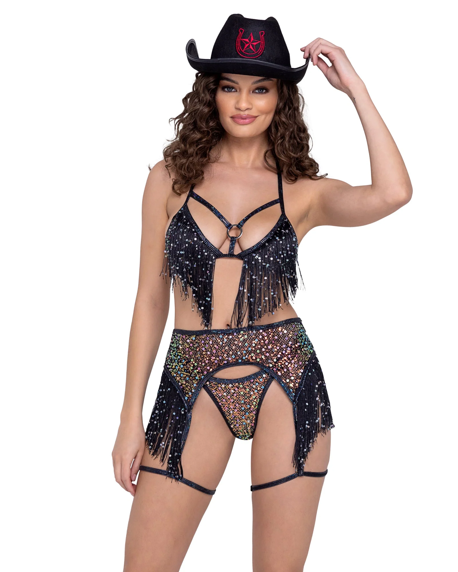 6223 - Sequin Fishnet Garter Belt - Image 3