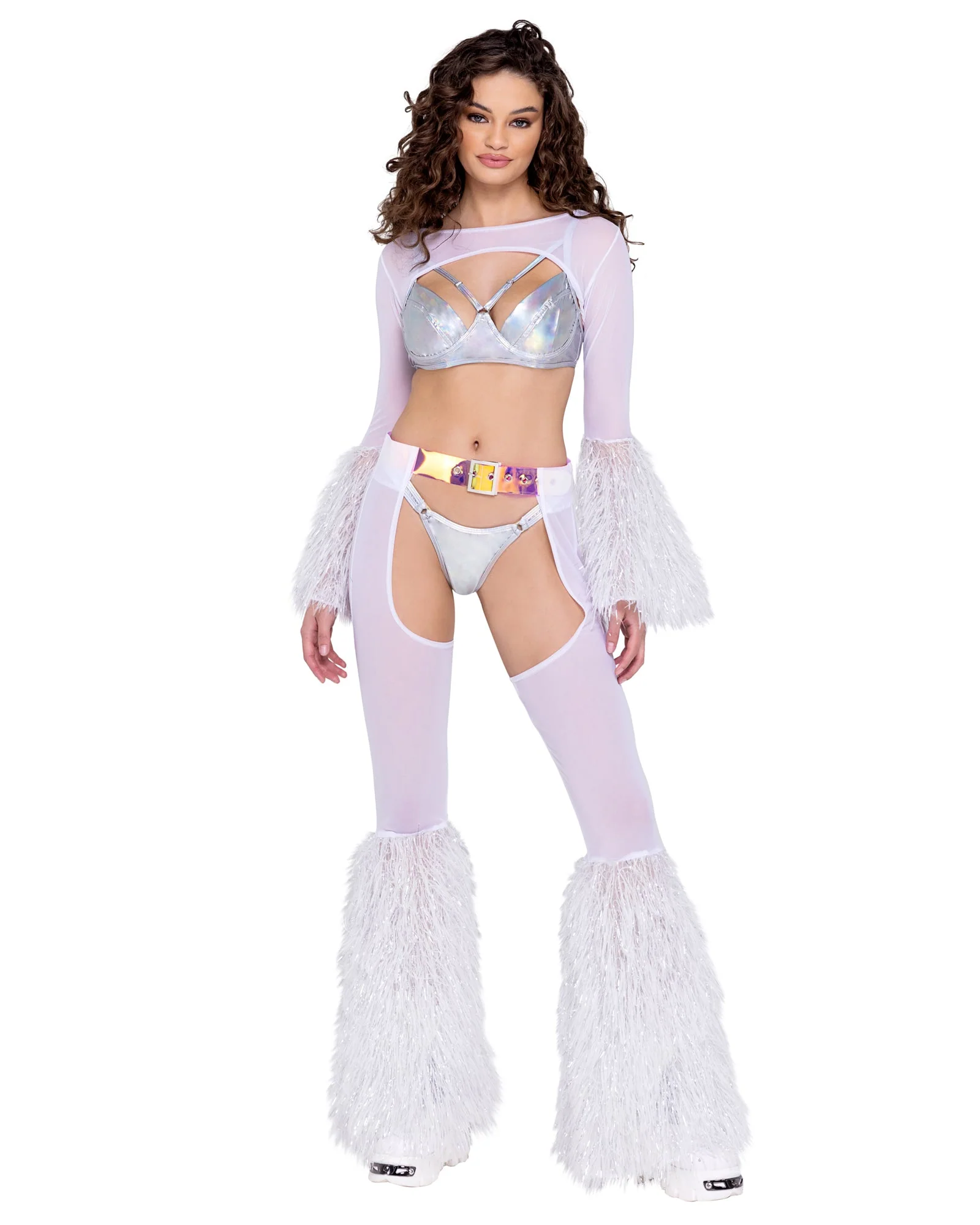 6247 - Sheer Shrug with Faux Fur Bell Sleeve - Image 3