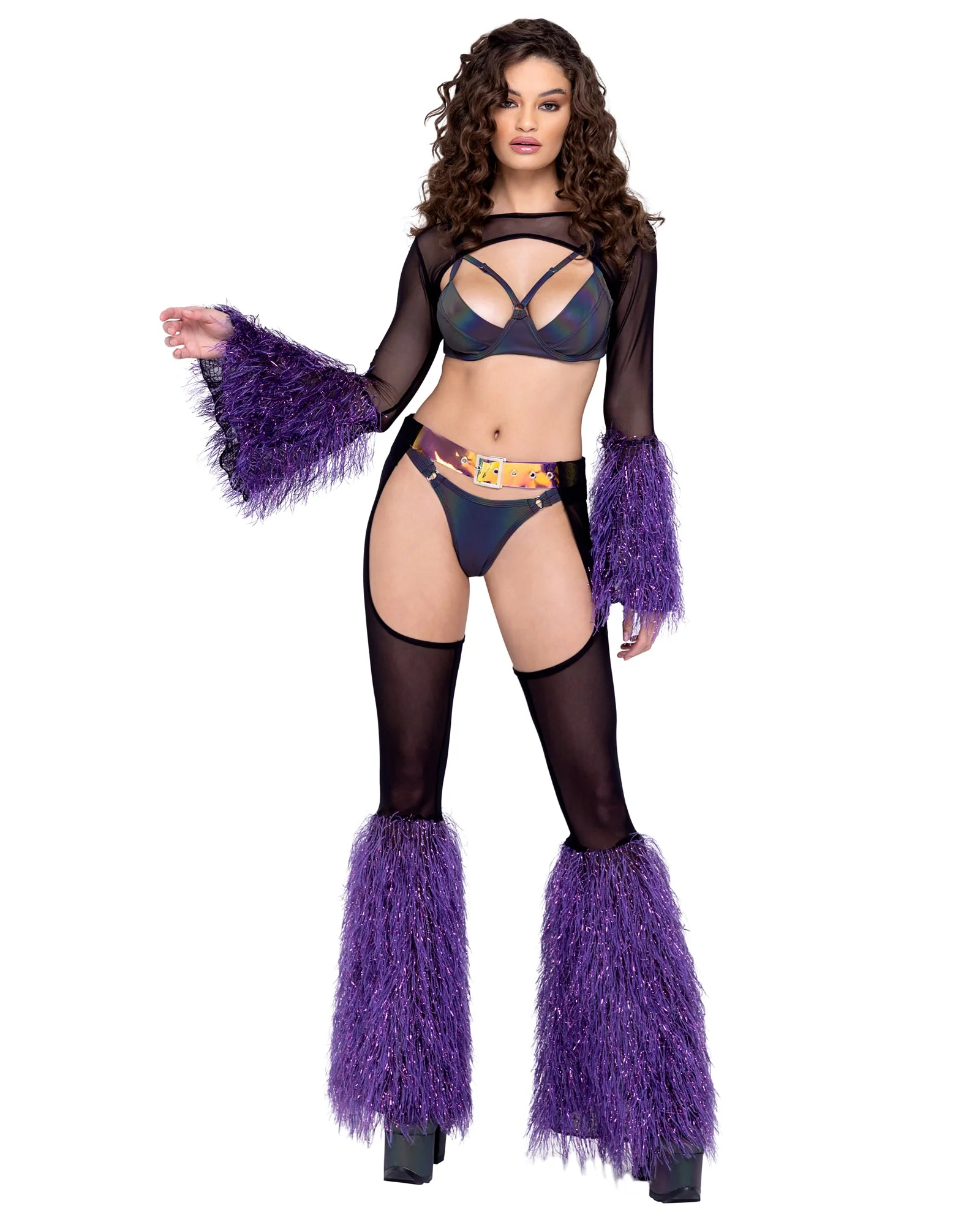 6248 - Sheer Chaps with Faux Fur Bell & Belt - Image 7