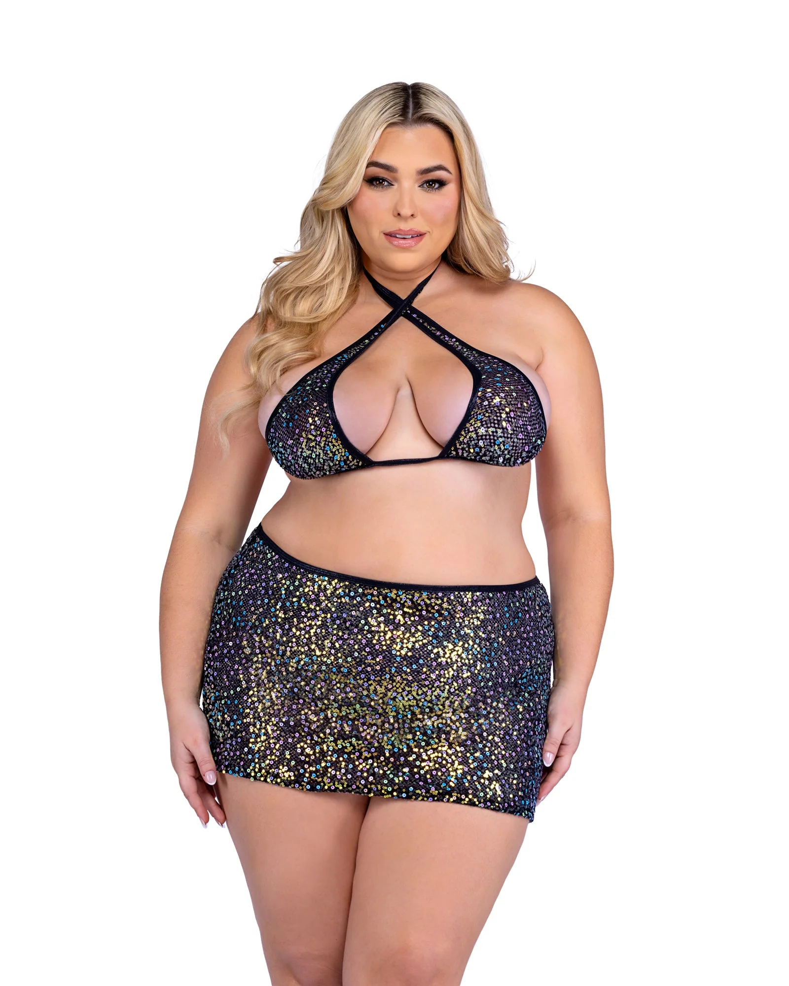 6433 - Sequin Fishnet Criss-Cross Top - Image 3
