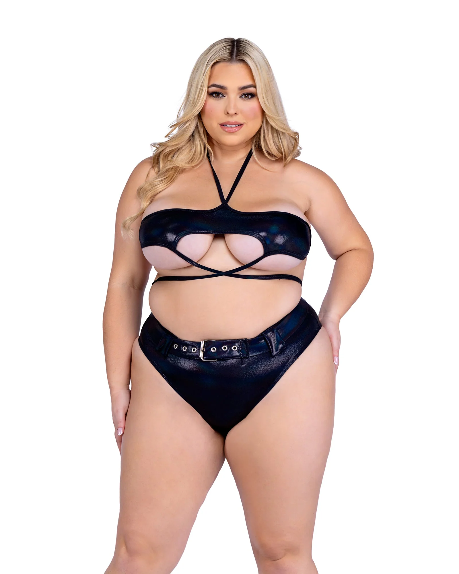 6439 - Shimmer Top with Underboob Cutout - Image 3