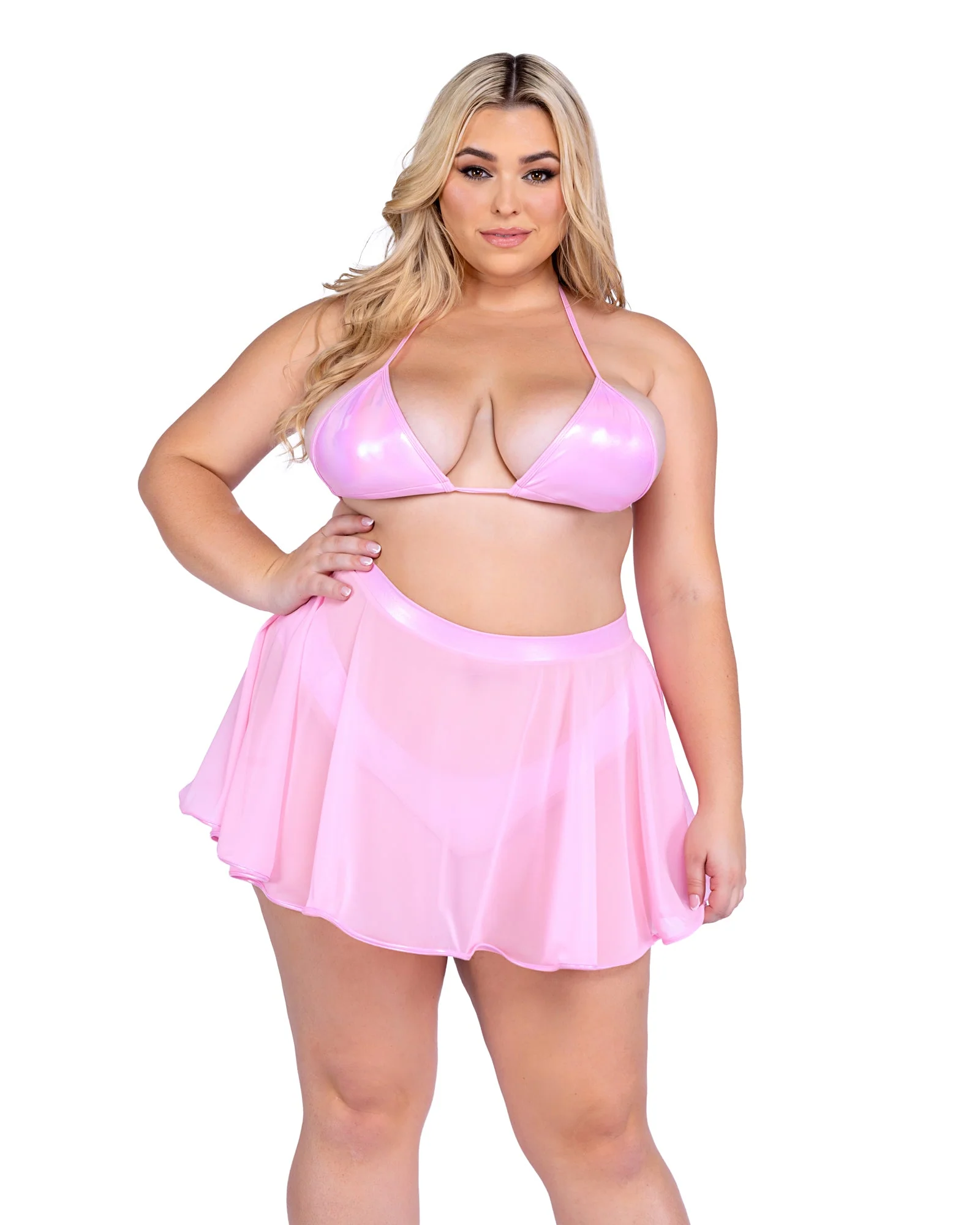 6453 - Metallic Iridescent Thong Back Shorts - Image 7
