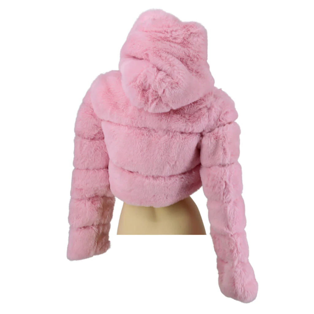 Faux Fur Puffer Crop Jacket - Image 2