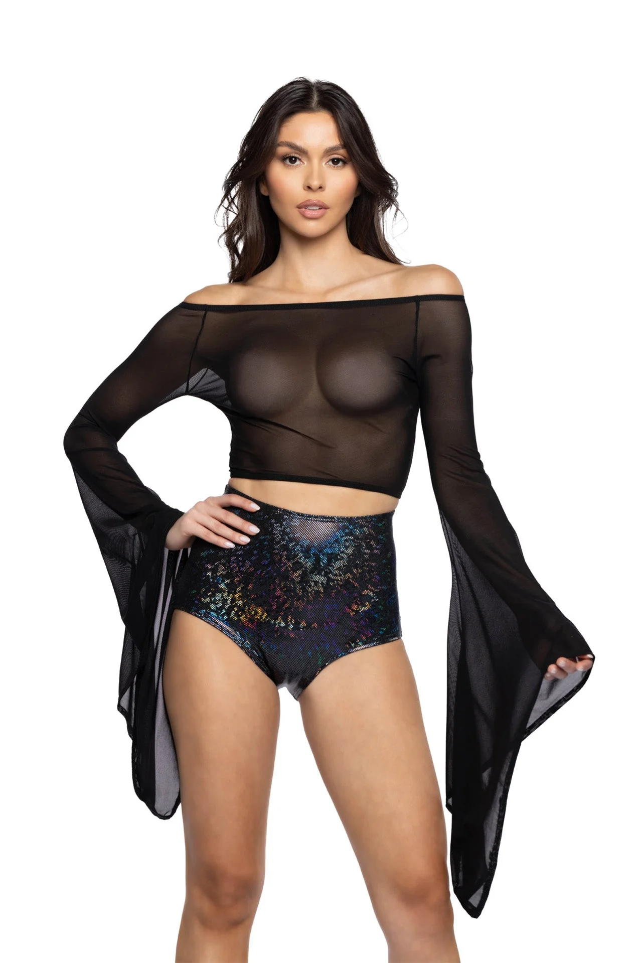 FF118 - Off-Shoulder Flair Sleeve Top - Image 2