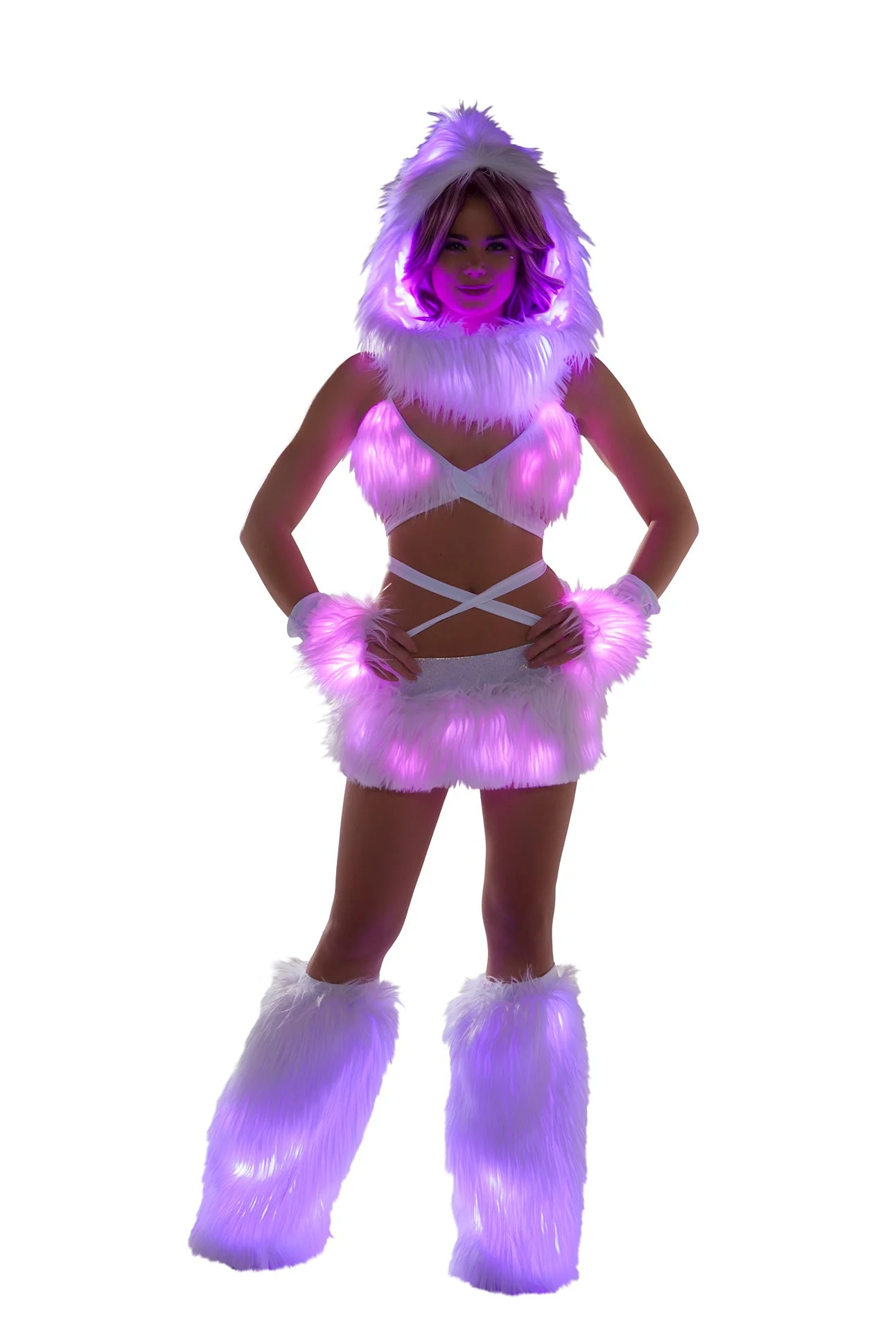 FF426 - Faux Fur Light-Up Wrap Top - Image 5