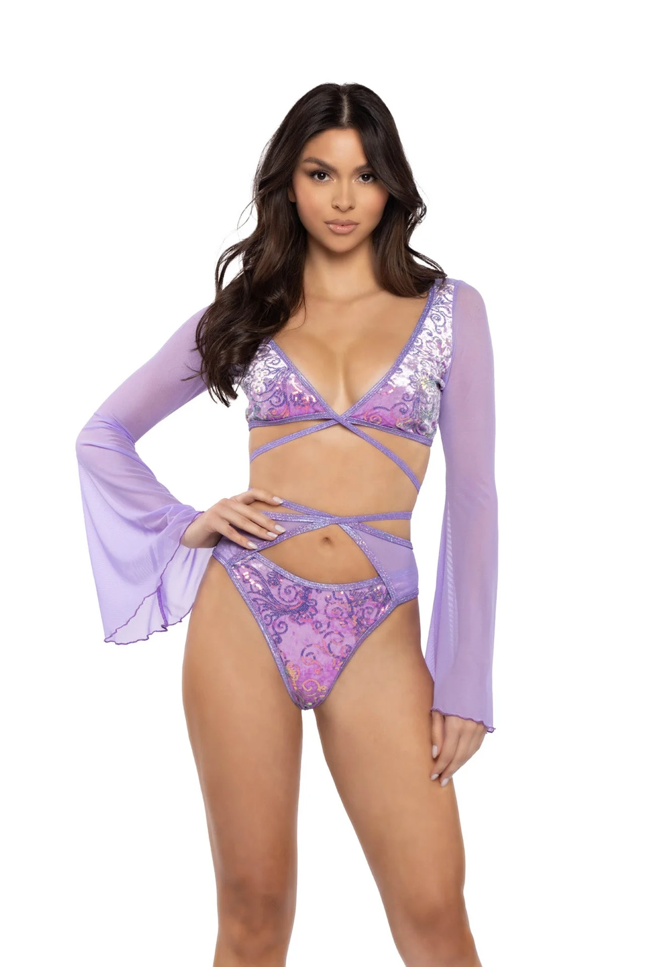 JR134 - Sequin Velvet & Mesh Wrap Bottom - Image 3