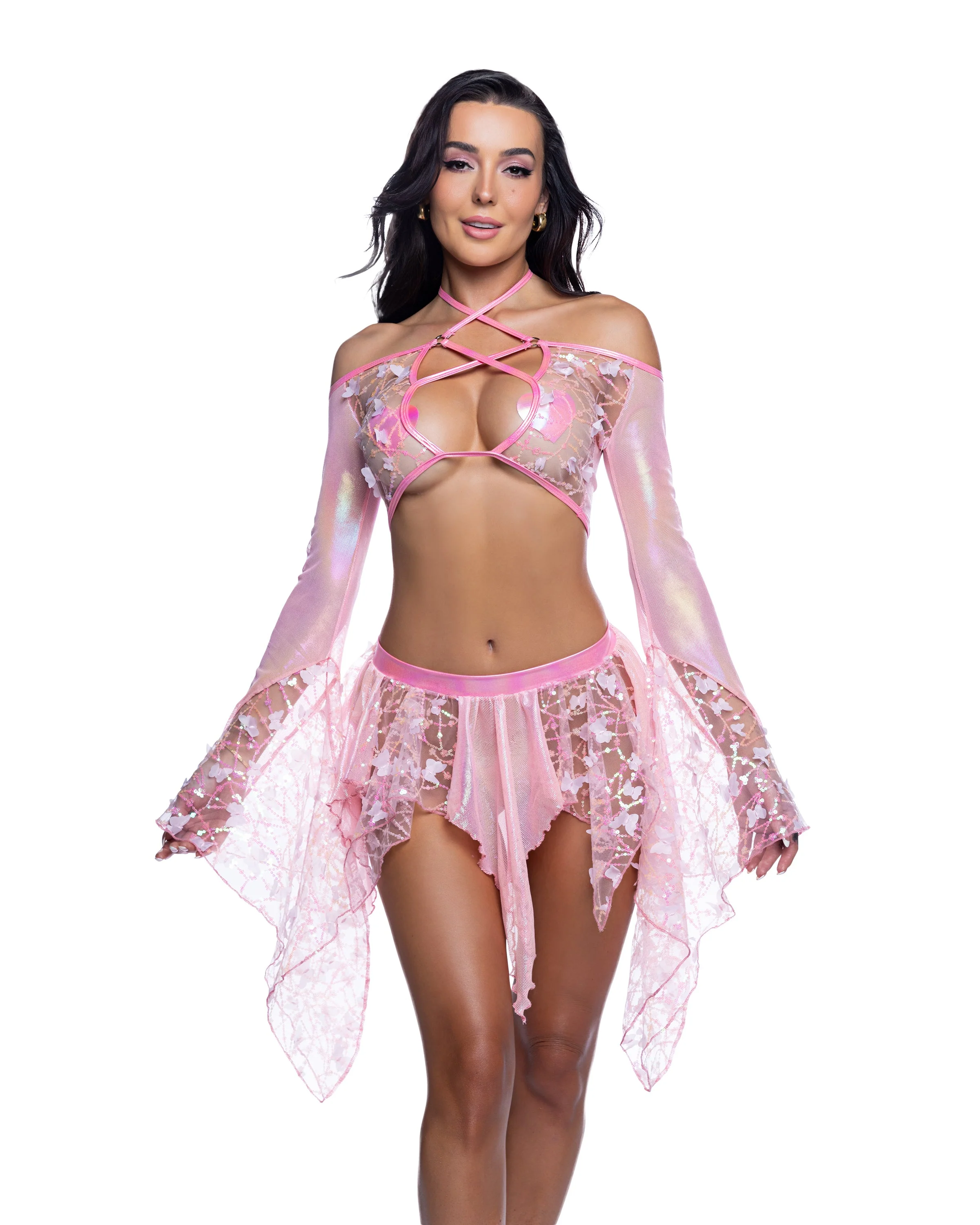 JR262 - Sequin Butterfly Top & Skirt Set - Image 3
