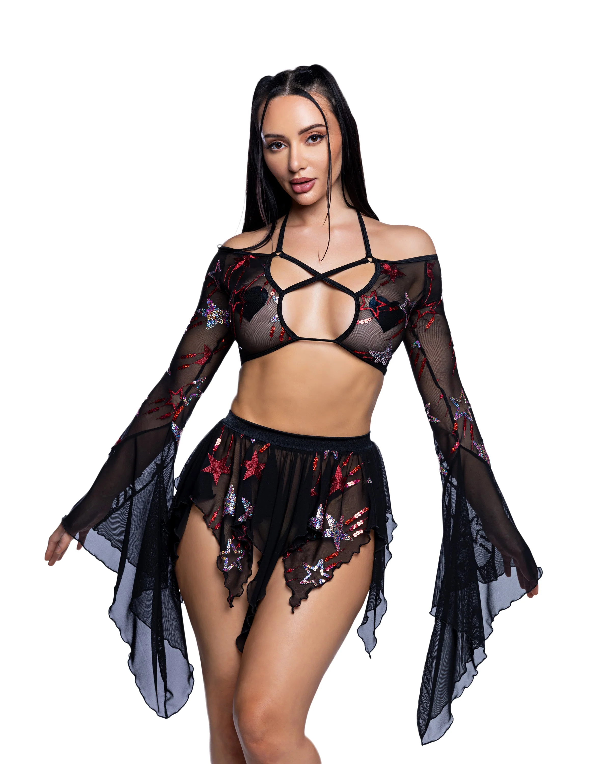 JR262 - Sequin Butterfly Top & Skirt Set - Image 5