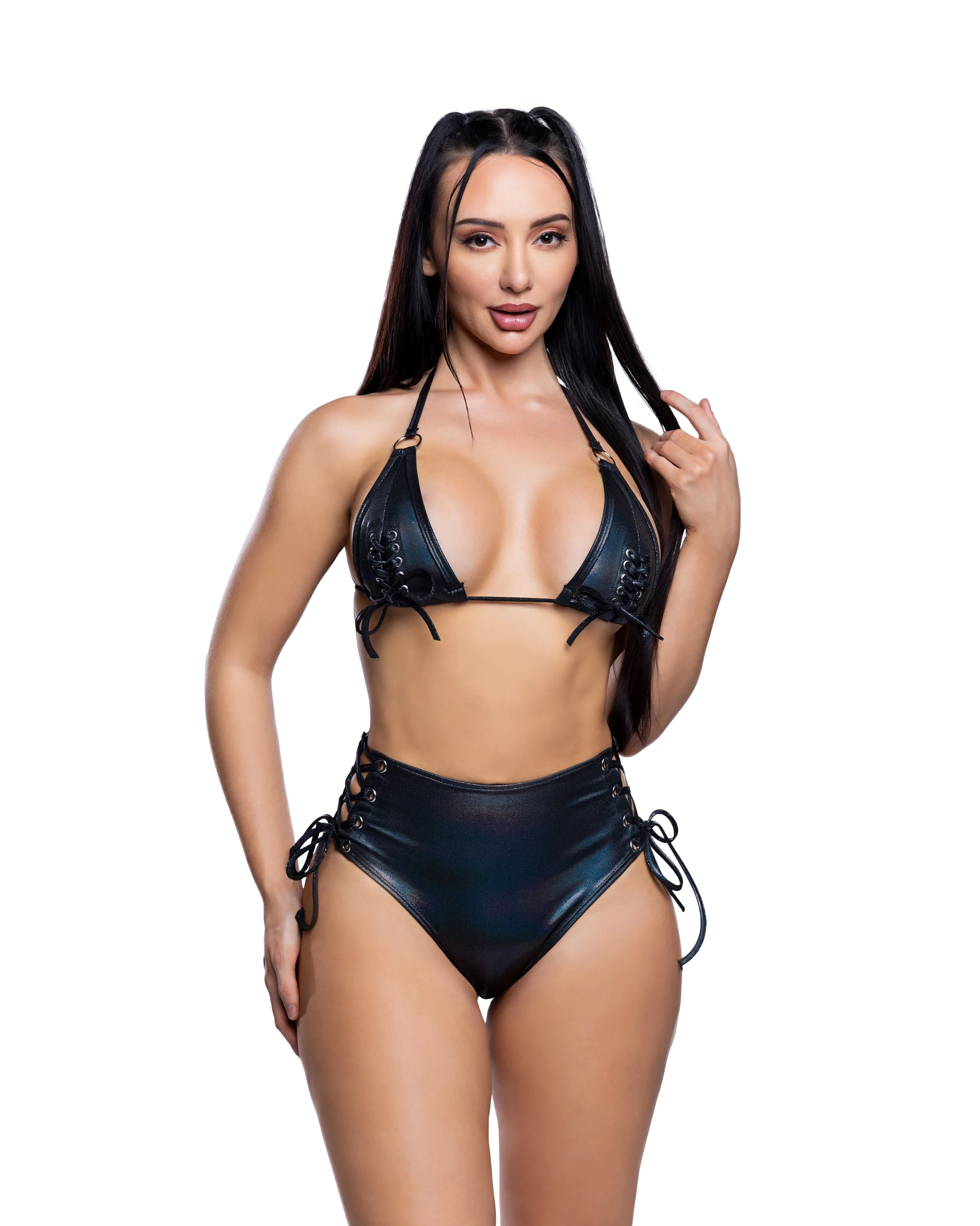 JR286 - Lace-up Top & High-Waist Short Set - Image 6