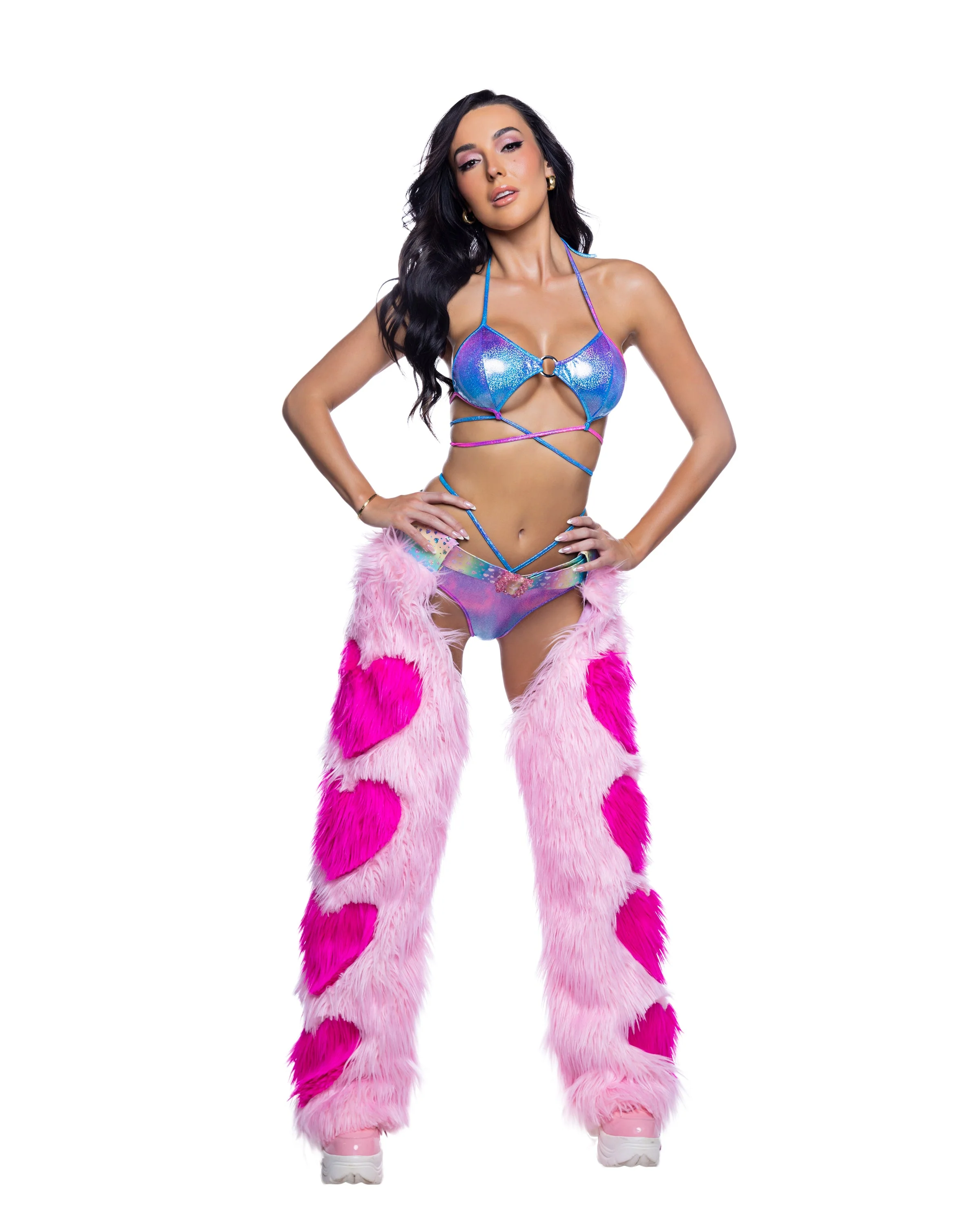 JR301 - Faux Fur Heart Chaps - Image 2