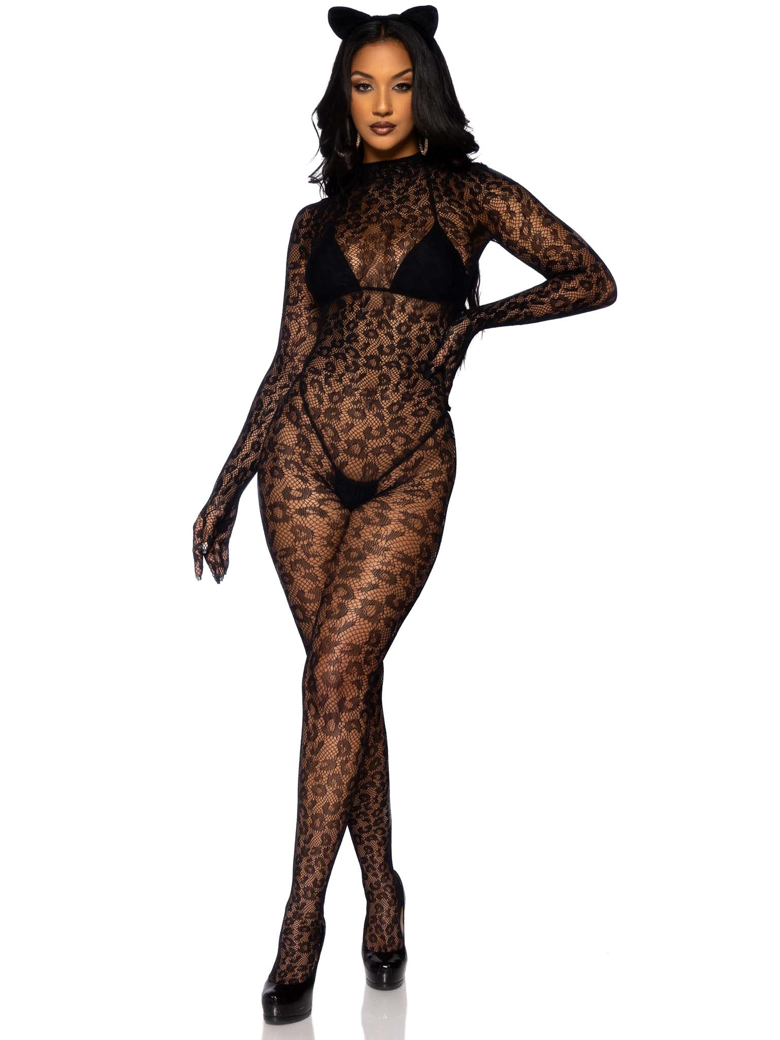 Gloved Leopard Catsuit - Image 2