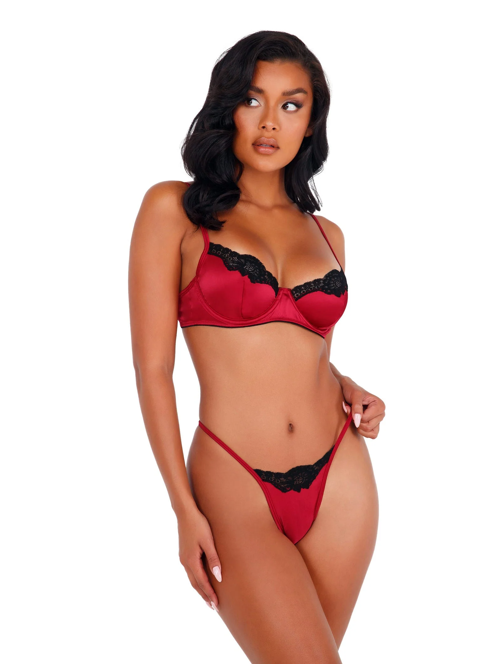 LI394 - 2pc Lace & Satin Underwire Bra Set - Image 10