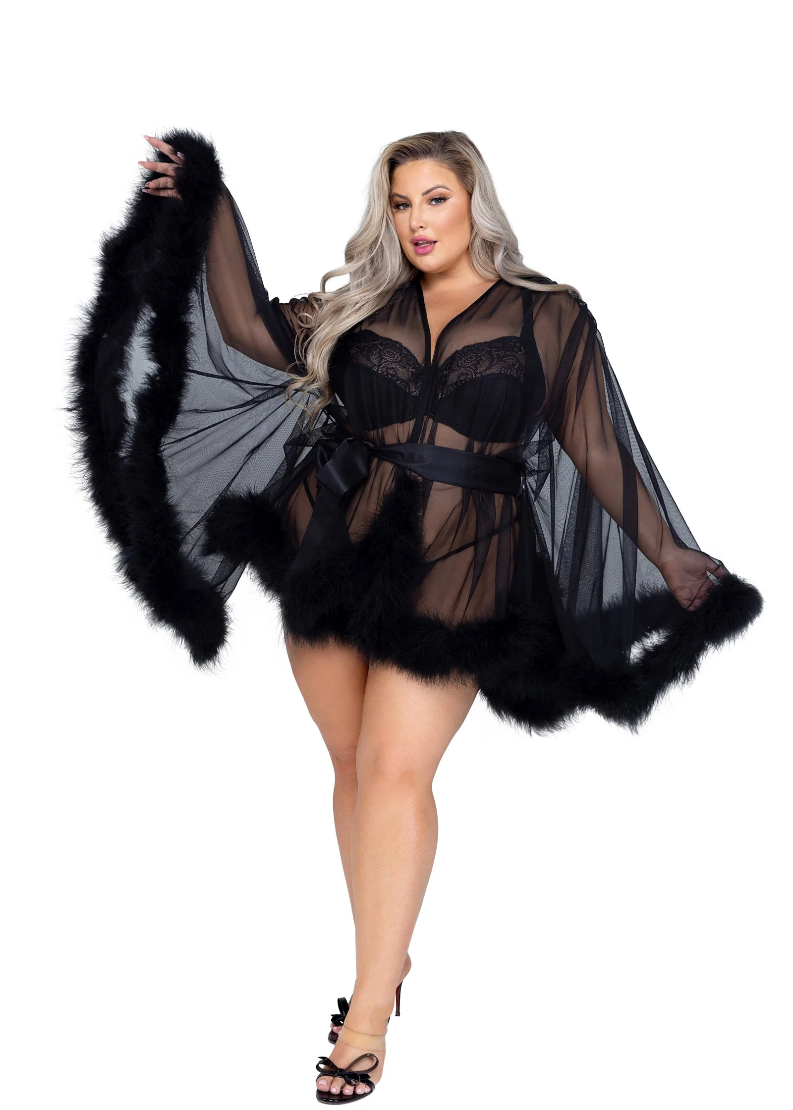 LI531 - Hollywood Glam Luxury Mini Robe - Image 5