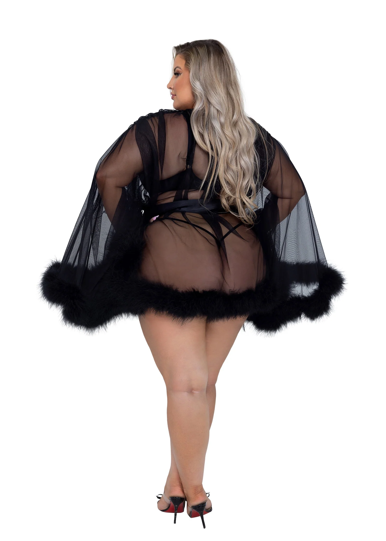 LI531 - Hollywood Glam Luxury Mini Robe - Image 6