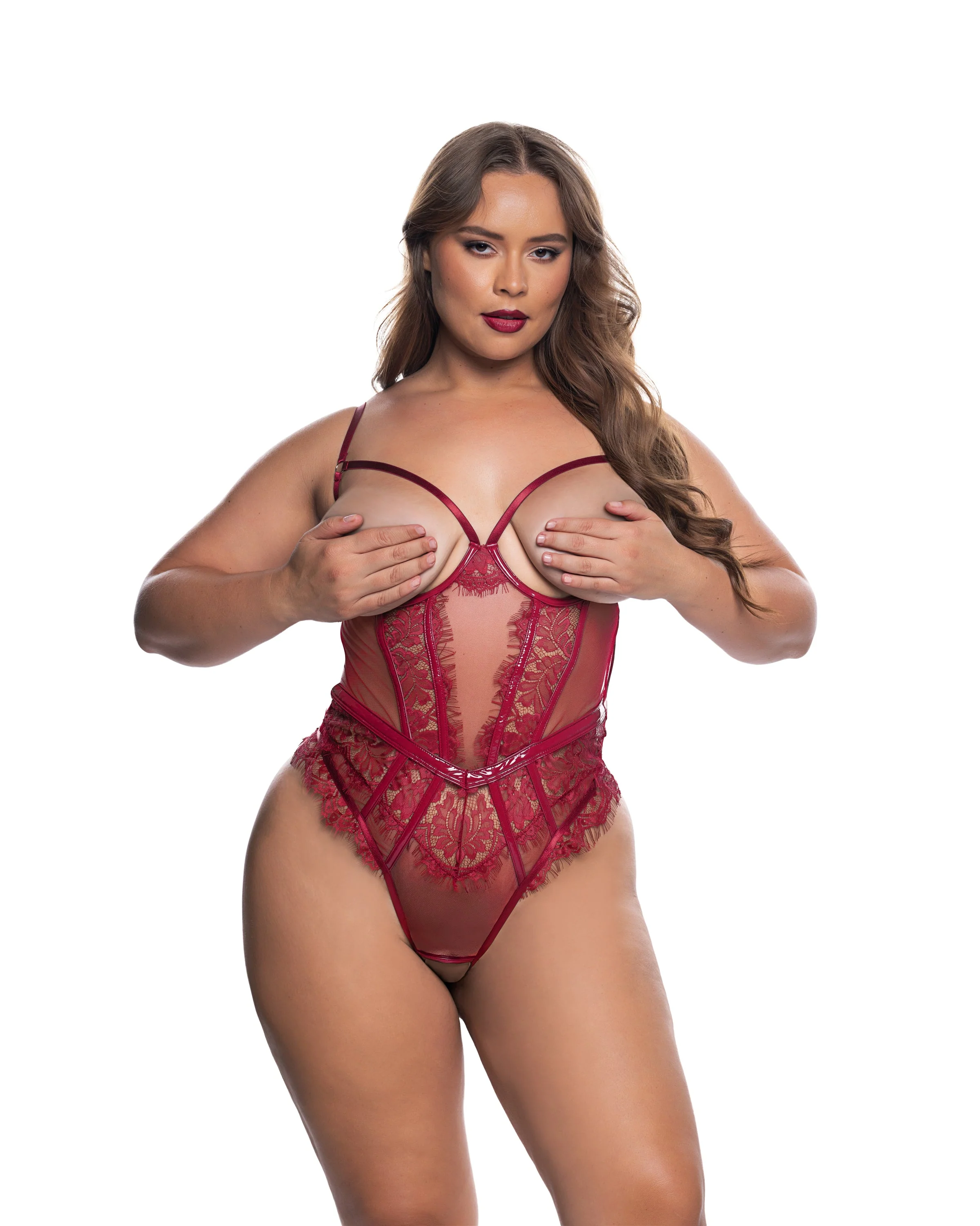 LI709 - Eden Open-Cup Crotchless Teddy - Image 4