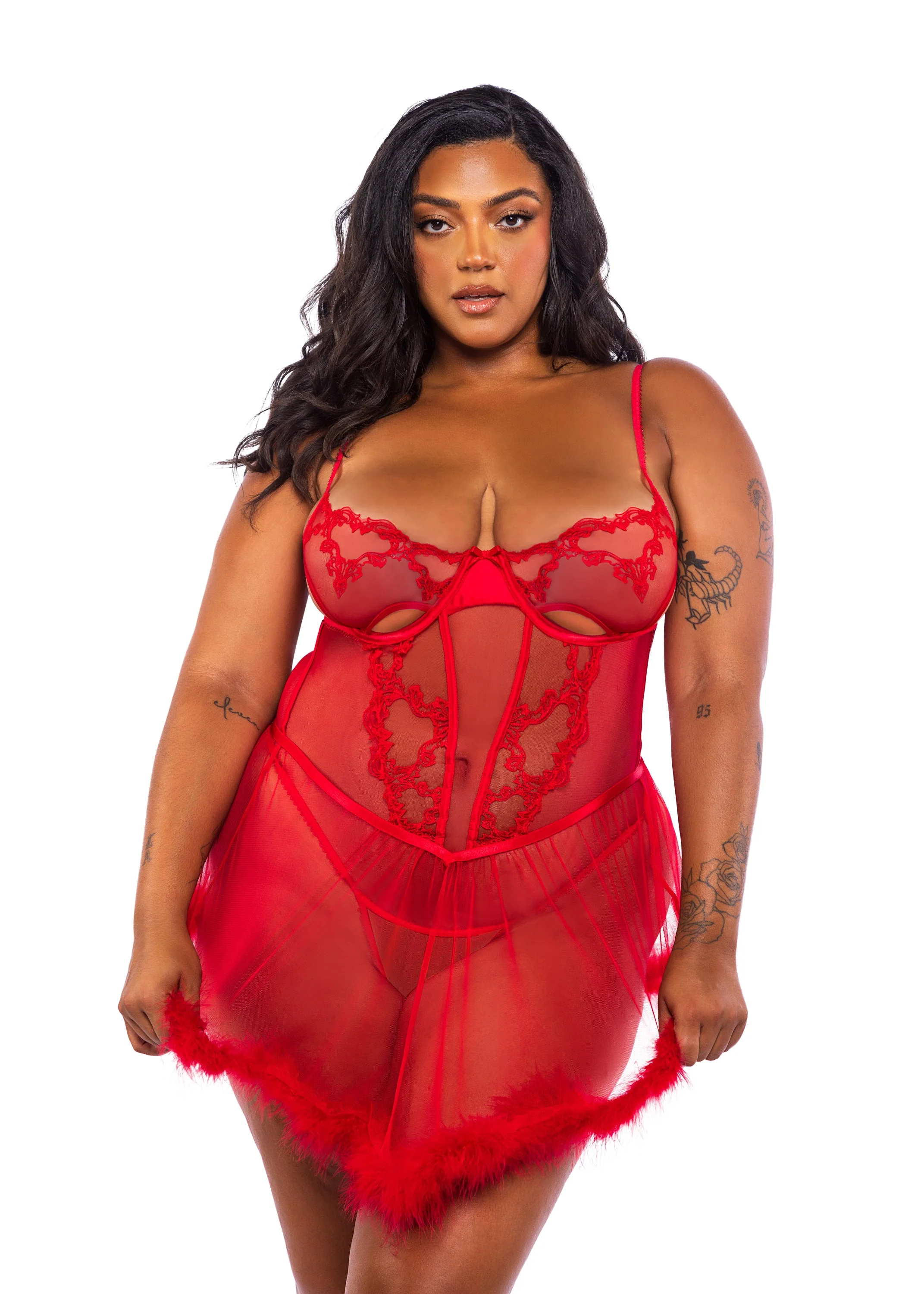 LI719 - Baroque Heart Babydoll 2-Piece Set - Image 3
