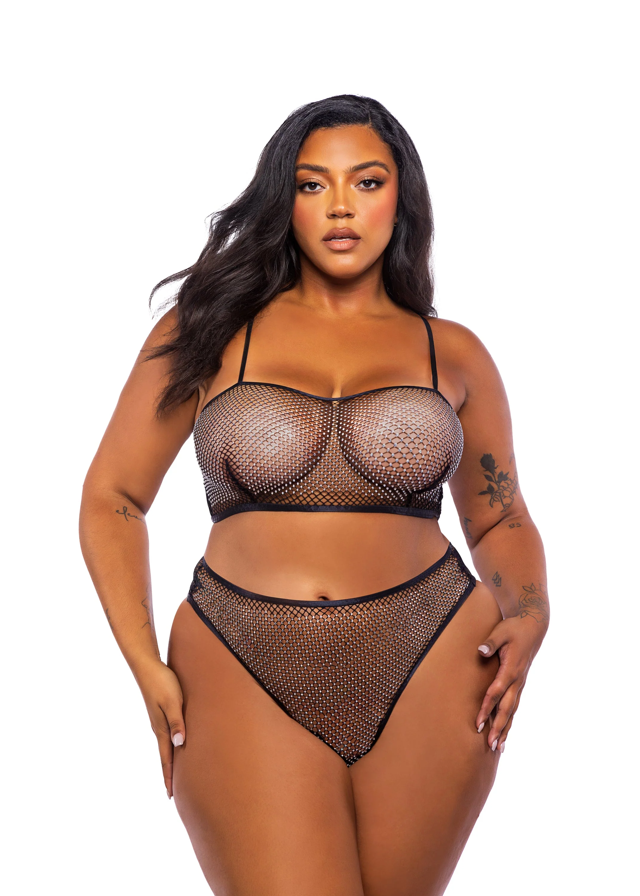 LI754 - Think Pink Rhinestone Bralette 2-Piece Short Set - Image 5