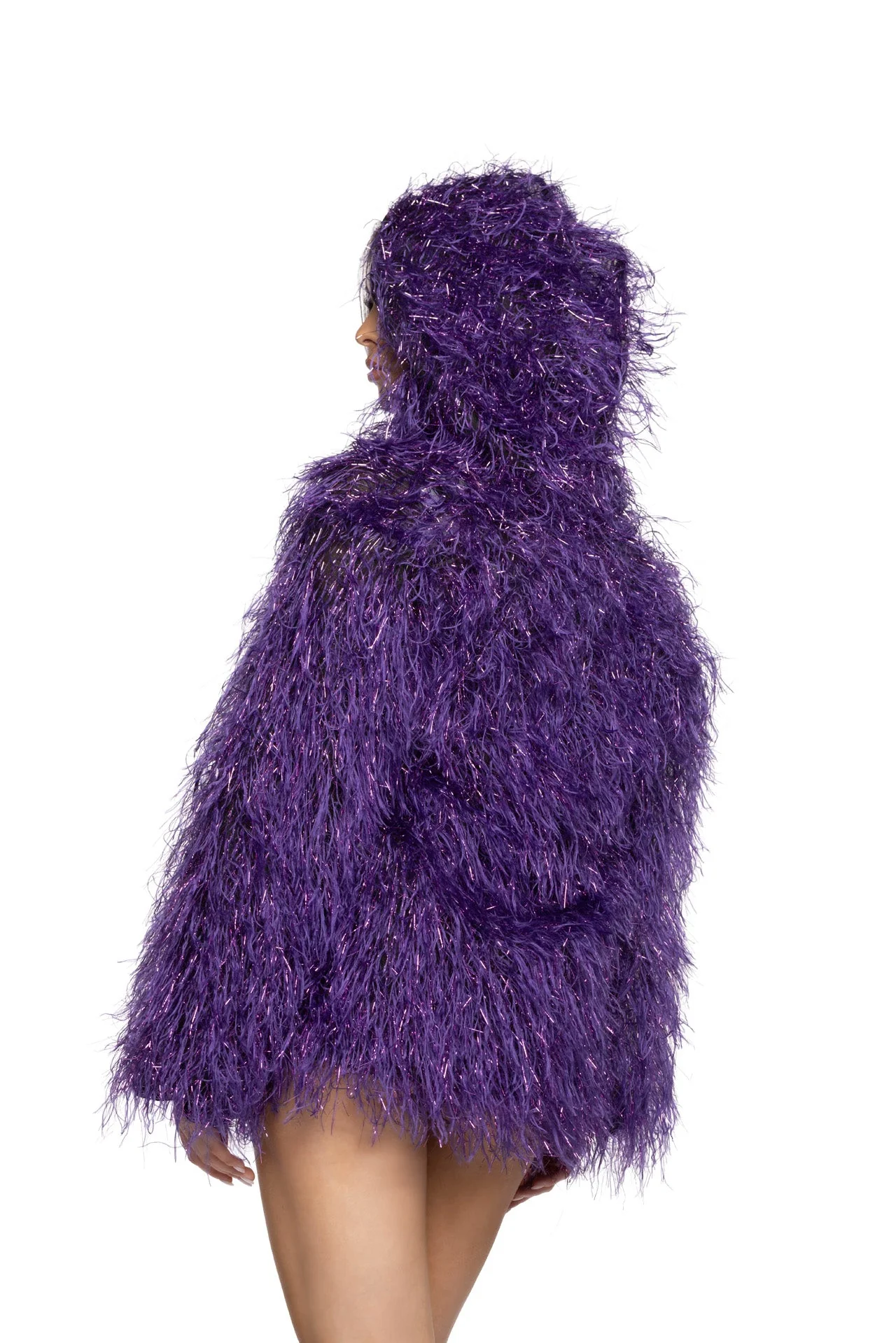 JR151 - Light-Up Lurex Shag Hooded Coat - Image 5