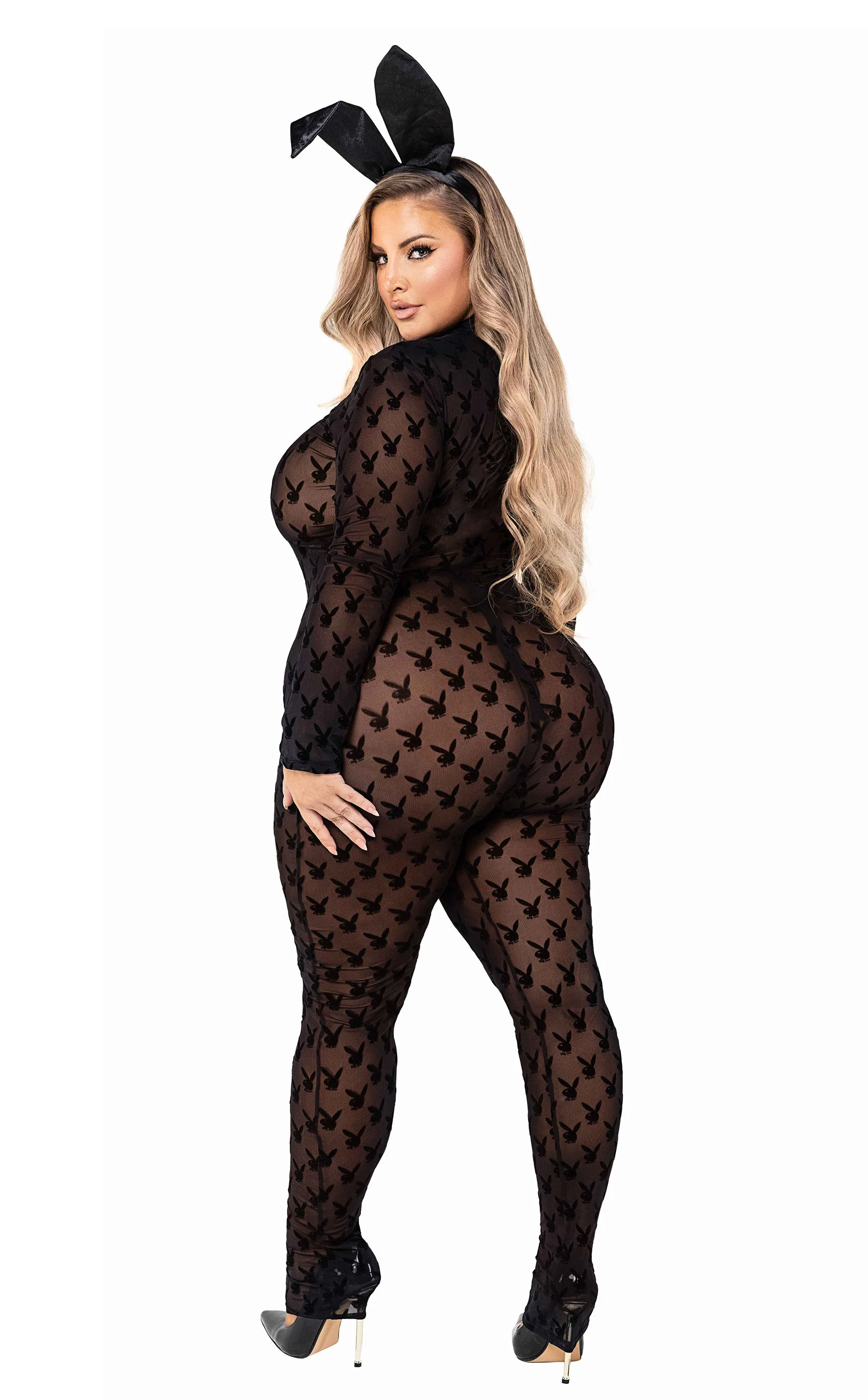 PB112 - 2pc Sheer Playboy Bunny Bodysuit - Image 4