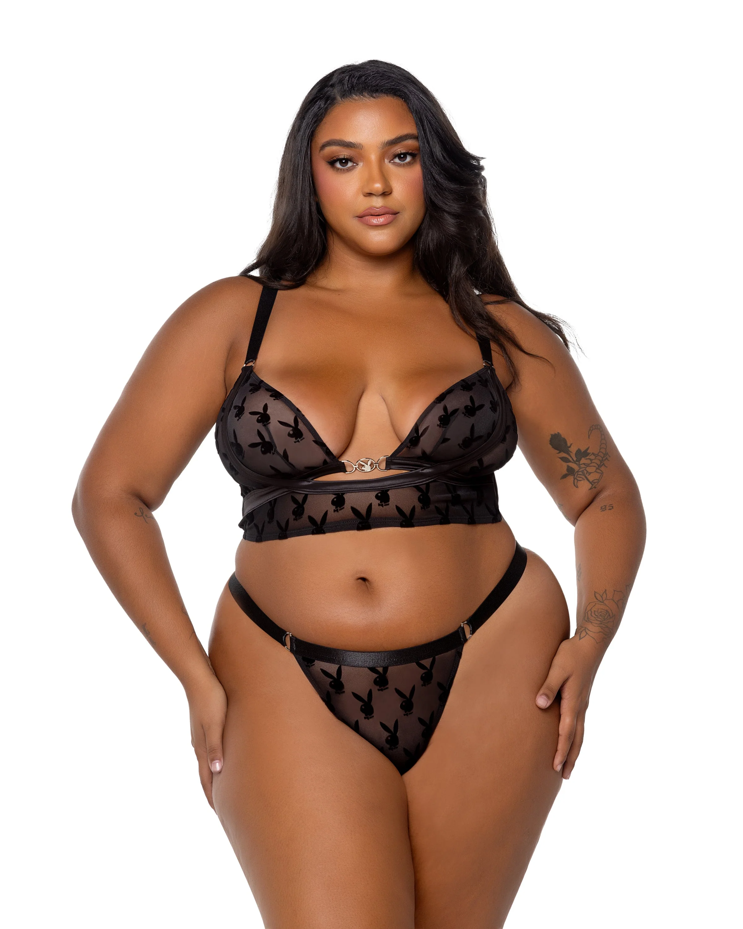 PBLI162 - Playboy Bunny Charm Bralette 2pc Set - Image 3