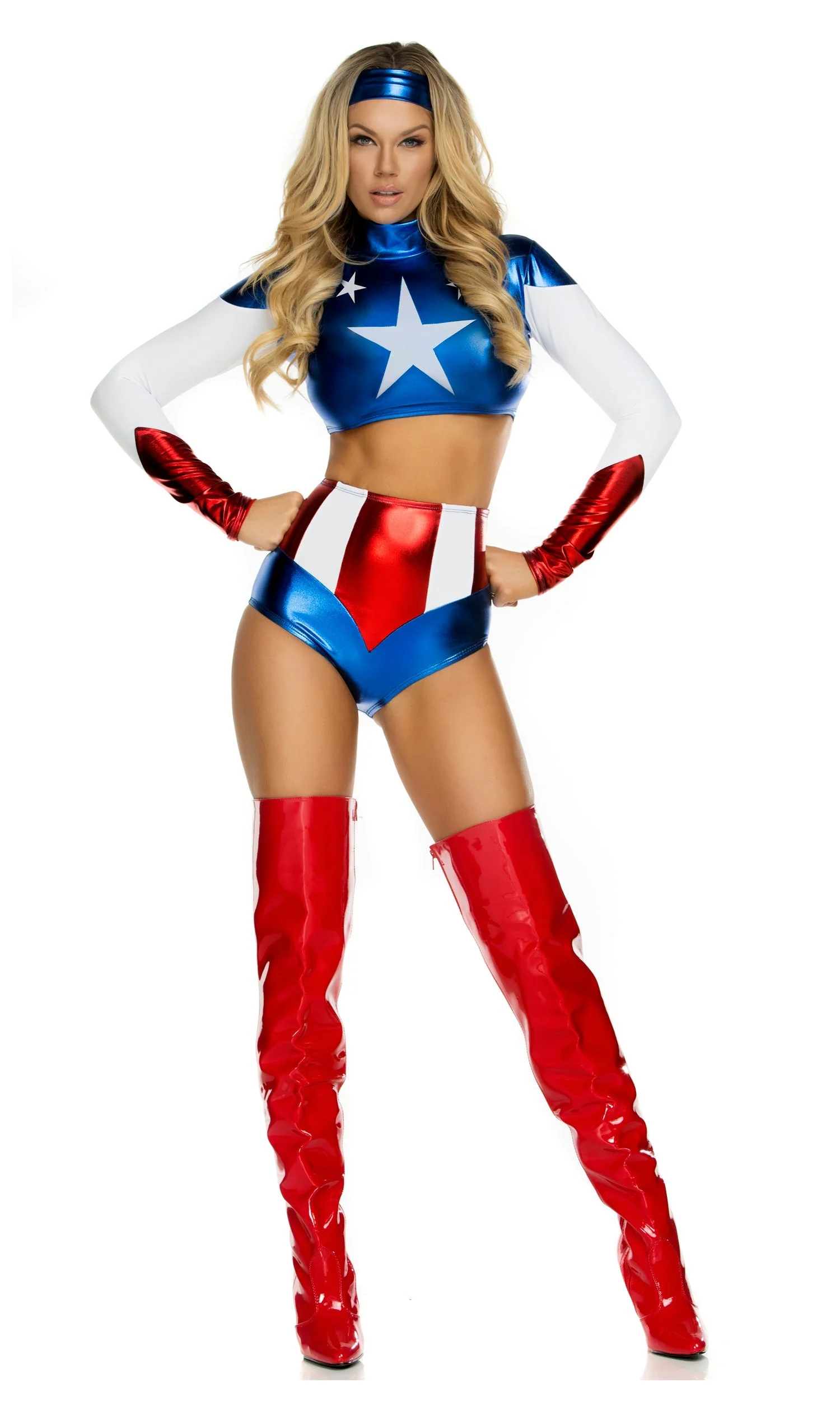 Pretty Patriot Sexy Hero Costume - Image 3