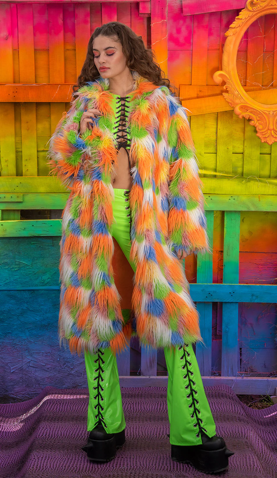FR154 - Unisex Faux Fur Mid-Length Coat - Image 2