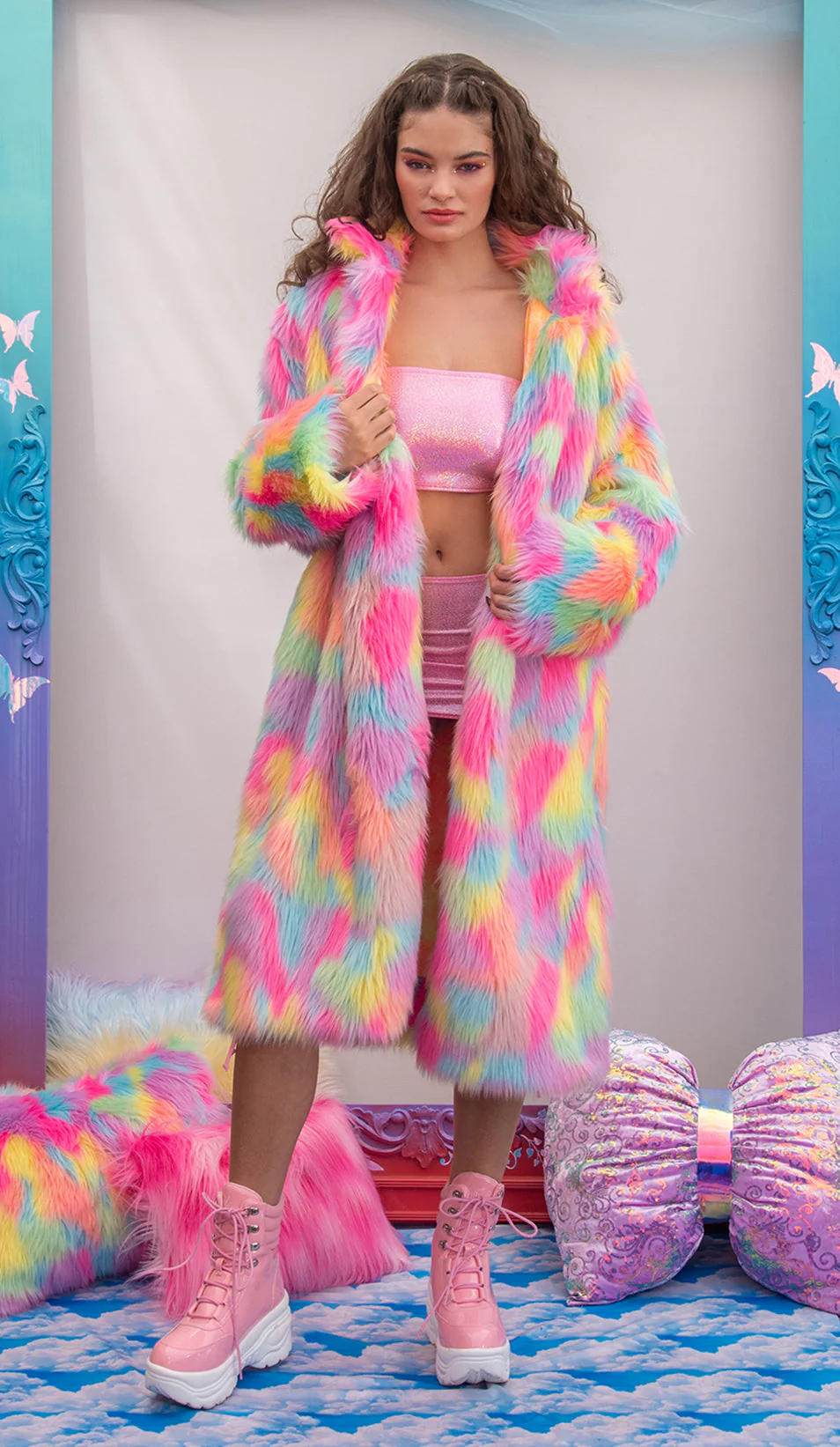 FR154 - Unisex Faux Fur Mid-Length Coat - Image 5